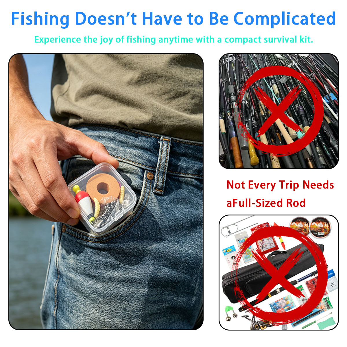 Fishing Line Box - Портативный набор снаряжения для экстренной рыбалки,